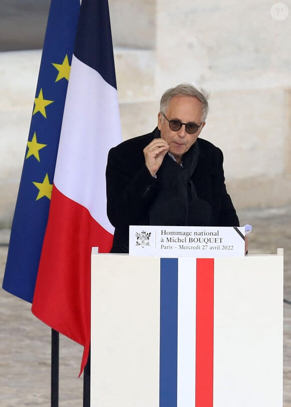 Fabrice Luchini (qui a pris la parole à l'occasion de son hommage) - Cérémonie d’hommage national à l’Hôtel national des Invalides en hommage à Michel Bouquet décédé le 13 avril 2022. Paris le 27 avril 2022. Michel Bouquet a été inhumé dans la plus stricte intimité le 15/04/2022 à Étais-la Sauvin dans l'Yonne. © Dominique Jacovides / Bestimage