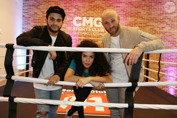 Franck Gastambide, Sabrina Ouazani et Malik Bentalha assistent à l'ouverture du One St Lazare By CMG Paris, le 28 avril 2016. Jérôme Domine/ABACAPRESS.COM