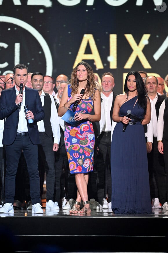 Exclusif - Laurent Luyat, Laury Thilleman et Anggun - Enregistrement de l'émission de télévision "Le Grand Concert des Régions : Ici c'est Aix en Provence", à l'Arena du Pays d'Aix, présentée par L.Luyat et L.Thilleman, et diffusée le 17 mai sur France 3. Le 30 avril 2024. © Bruno Bebert-Jack Tribeca / Bestimage