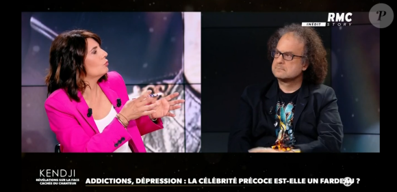 Estelle Denis et Laurent Karila dans un débat après la diffusion du reportage "Kendji Girac : révélations sur la face cachée du chanteur" sur RMC Story le 20 mai 2024.