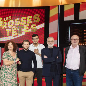 Exclusif - Valerie Trierweiler, Christine Bravo, Caroline Diament, Jeanfi Janssens, Chantal Ladesou, Valerie Mairesse, Pablo Mira, Paul El Karhat, Laurent Ruquier, Bernard Mabille - Enregistrement de l'émission "Les Grosses Têtes Prime", présentée par L.Ruquier et diffusée le 2 octobre à 21h05 sur France 2. Les Grosses Têtes vous invitent à une nouvelle soirée placée sous le signe de l'humour, ce samedi. Culture générale, jeux en pagaille, happening en tous genres... L.Ruquier met le paquet pour vous faire passer une soirée que vous n'êtes pas prêts d'oublier ! Comme d'habitude, des invités de haut niveau viendront jouer avec nos Grosses Têtes. © Jack Tribeca / Bestimage 