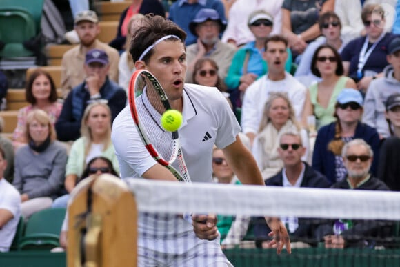 Dominic Thiem (AUT) lors du tournoi de Wimbledon 2023 à Londres, le 5 juillet 2023.