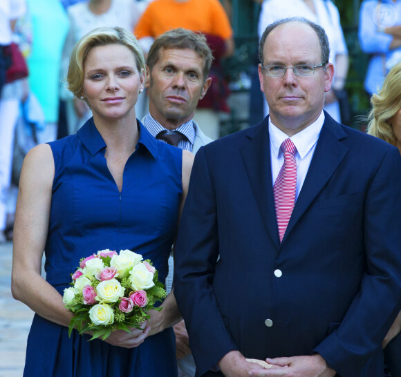 Le prince Albert II de Monaco et la princesse Charlène de Monaco enceinte ont participé au traditionnel Pique Nique 2014 des monégasques dans les jardins du parc de la princesse Antoinette à Monaco, le 1er septembre 2014. 