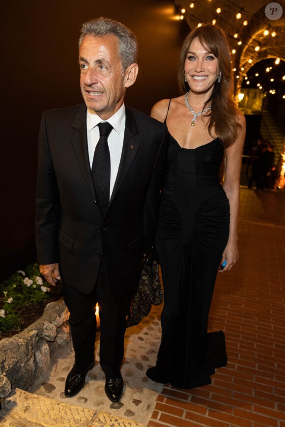 Carla Bruni et son mari Nicolas Sarkozy - Personnalités à la soirée "Women In Motion" par Kering au Château de la Castre lors du 75ème Festival International du Film de Cannes. Le 22 mai 2022 © Olivier Borde / Bestimage 