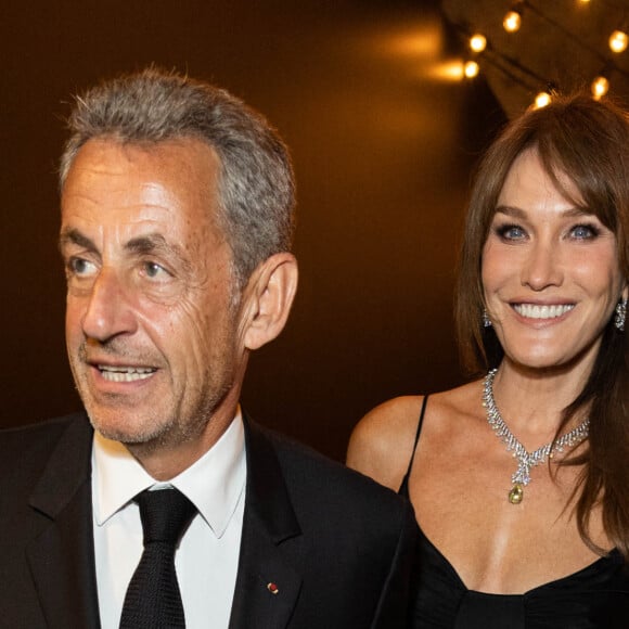 Carla Bruni et son mari Nicolas Sarkozy - Personnalités à la soirée "Women In Motion" par Kering au Château de la Castre lors du 75ème Festival International du Film de Cannes. Le 22 mai 2022 © Olivier Borde / Bestimage 