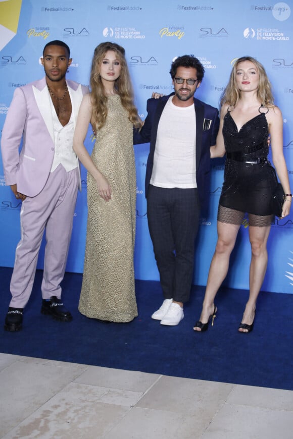 Benjamin Douba Paris, Catherine Davydzenka, Frederic Diefenthal et Lou Ladegaillerie sur le tapis bleu du photocall de la soirée du 62ème Festival de Télévision de Monte-Carlo, à Monaco, le 17 juin 2023. © Denis Guignebourg/BestImage