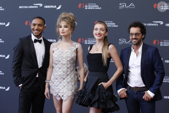 Benjamin Douba-Paris, Catherine Davydzenka, Lou ladegaillerie, Frederic Diefenthal sur le tapis rouge du photocall de la cérémonie d'ouverture du 62ème Festival de Télévision de Monte-Carlo, à Monaco, le 16 juin 2023. © Denis Guignebourg/BestImage