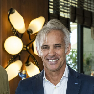 Exclusif - Giacomo, Paul et Alessandro Belmondo - Déjeuner Pères et fils au restaurant Langosteria - Cheval Blanc Paris le 27 juin 2023. © Julio Piatti / Bestimage