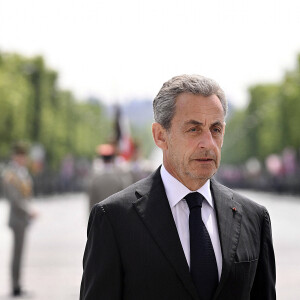 Nicolas Sarkozy - Cérémonie à l'Arc de Triomphe à Paris, à l'occasion du voyage officiel du président des Etats-Unis en France. Le 8 juin 2024 © Jeanne Accorsini / Pool / Bestimage 