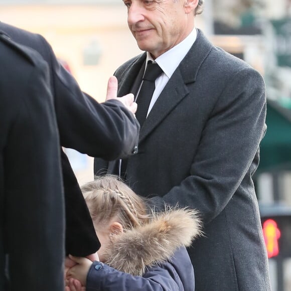 Âgée de 12 ans, la fille de Carla Bruni et Nicolas Sarkozy est une passionnée d'équitation.
Nicolas Sarkozy et sa fille Giulia Sarkozy lors des Obsèques de Andrée Sarkozy (mère de N.Sarkozy), dite Dadue née Andrée Mallah, en l'église Saint-Jean-Baptiste à Neuilly-Sur-Seine. 