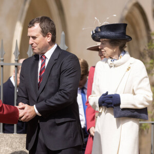 Peter Phillips, La princesse Anne - La famille royale du Royaume Uni va assister à la messe de Pâques à la chapelle Saint Georges au château de Windsor.