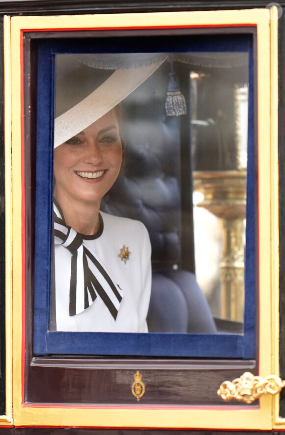 Catherine (Kate) Middleton, princesse de Galles - Les membres de la famille royale britannique lors de la parade Trooping the Color à Londres, Royaume Uni, le 15 juin 2024. © Julien Burton/Bestimage 