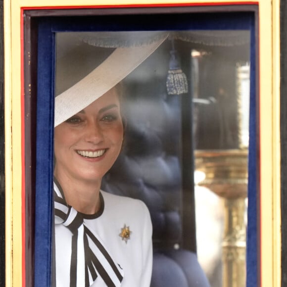 Catherine (Kate) Middleton, princesse de Galles - Les membres de la famille royale britannique lors de la parade Trooping the Color à Londres, Royaume Uni, le 15 juin 2024. © Julien Burton/Bestimage 