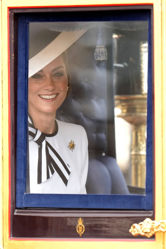 Catherine (Kate) Middleton, princesse de Galles - Les membres de la famille royale britannique lors de la parade Trooping the Color à Londres, Royaume Uni, le 15 juin 2024. © Julien Burton/Bestimage 