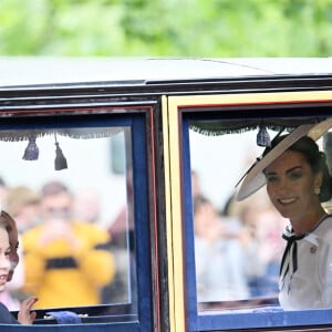 Catherine (Kate) Middleton, princesse de Galles, Le prince George de Galles et Le prince Louis de Galles - Les membres de la famille royale britannique lors de la parade Trooping the Color à Londres, Royaume Uni, le 15 juin 2024. © Backgrid UK/Bestimage 