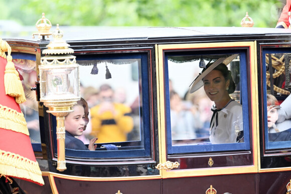 Catherine (Kate) Middleton, princesse de Galles, Le prince George de Galles et Le prince Louis de Galles - Les membres de la famille royale britannique lors de la parade Trooping the Color à Londres, Royaume Uni, le 15 juin 2024. © Backgrid UK/Bestimage 