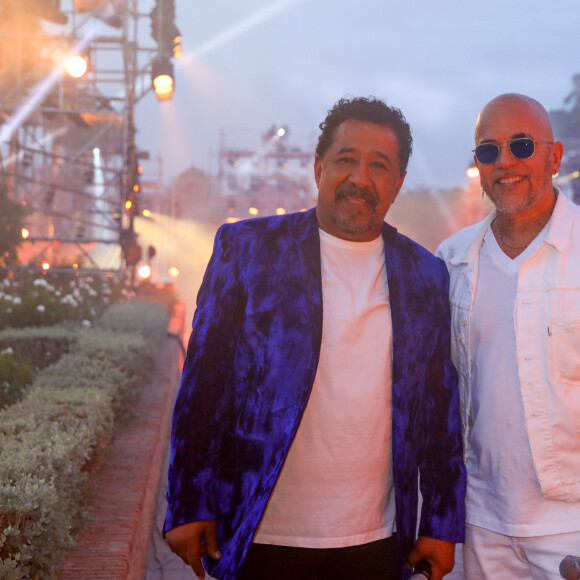 Exclusif - Khaled et Pascal Obispo - Backstage de l'enregistrement de l'émission "La fête de la chanson à l'orientale" à Marrakech diffusée le 14 juin sur France 3. . Le 6 juin 2023 © Philippe Doignon-Tiziano Da Silva/ Bestimage