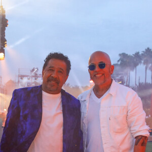 Exclusif - Khaled et Pascal Obispo - Backstage de l'enregistrement de l'émission "La fête de la chanson à l'orientale" à Marrakech diffusée le 14 juin sur France 3. . Le 6 juin 2023 © Philippe Doignon-Tiziano Da Silva/ Bestimage