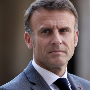 Le Président de la République, Emmanuel Macron reçoit Jens Stoltenberg, secrétaire général de l'Otan, pour un entretien au palais de l'Elysée à Paris, le 24 juin 2024. © St&phane Lemouton / Bestimage 