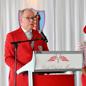 Le prince Albert II de Monaco durant la présentation officielle, au Yacht Club de Monaco, le 27 juin 2024, des athlètes monégasques qui participeront aux prochains Jeux Olympiques de Paris du 26 juillet au 11 août 2024. Pour ces jeux de la XXXIIIeme Olympiade, Monaco aura 5 sportifs, 3 femmes et 2 hommes, en compétition. Les porte-drapeaux de la Principauté sont les nageurs Lisa Pou et Théo Druenne. © Bruno Bebert/Bestimage