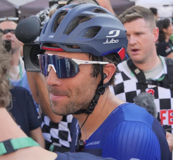 Thibaut Pinot lors de sa dernière arrivée, à Bergame, pour la dernière étape du Tour de Lombardie. Le coureur cycliste, âgé de 33 ans, avait annoncé sa retraite en début d'année. Le 7 octobre 2023