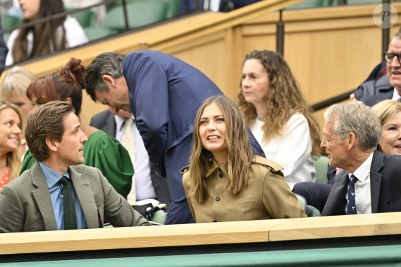 Maria Sharapova et son fiancé Alexander Gilkes assistent au tournoi de tennis de Wimbledon (24 juin - 14 juillet 2024) à Londres, le 3 juillet 2024. © Chryslene Caillaud / Panoramic / Bestimage