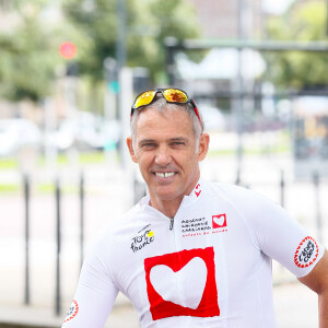 Exclusif - Paul Belmondo - Portraits des personnalités à la veille de l'étape du coeur de l'association Mécénat Chirurgie Cardiaque (MCC) ors du Tour de France 2024 à Dijon, France, le 4 juillet 2024. © Christophe Clovis/Bestimage 