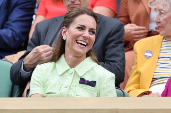 La princesse de Galles dans la loge royale pour la finale du simple dames le treizième jour des championnats de tennis de Wimbledon à Londres, Royaume-Uni, le 15 juillet 2023. Photo par Stephen Lock / i-Images/ABACAPRESS.COM