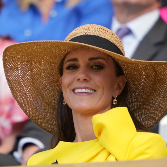 La duchesse de Cambridge dans la Royal Box le treizième jour des championnats de Wimbledon 2022 au All England Lawn Tennis and Croquet Club, Wimbledon. Samedi 9 juillet 2022. Photo par Zac Goodwin/PA Wire/ABACAPRESS.COM