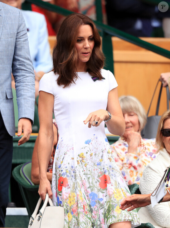 La duchesse de Cambridge, marraine du All England Lawn Tennis and Croquet Club (AELTC), le treizième jour des championnats de Wimbledon au All England Lawn Tennis and Croquet Club, Wimbledon. . Londres, Royaume-Uni, le dimanche 16 juillet 2017. Photo par Adam Davy/PA Wire/ABACAPRESS.COM