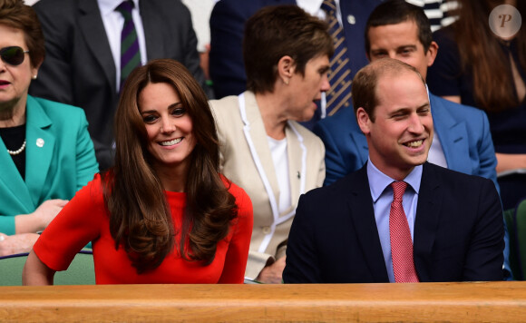 Le duc et la duchesse de Cambridge dans la loge royale lors de la neuvième journée des championnats de Wimbledon au All England Lawn Tennis and Croquet Club à Wimbledon, Londres, Royaume-Uni, le 8 juillet 2015. Photo par Dominic Lipinski/PA Wire/ABACAPRESS.COM