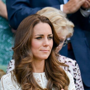 La duchesse de Cambridge, Kate Midleton, vue en train de regarder Andy Murray perdre sur le Centre Court lors de la dixième journée des Championnats de Wimbledon 2014 au All England Lawn Tennis and Croquet Club à Wimbledon, Londres, Royaume-Uni, le 2 juillet 2014. Photo par Photoshot/ABACAPRESS.COM