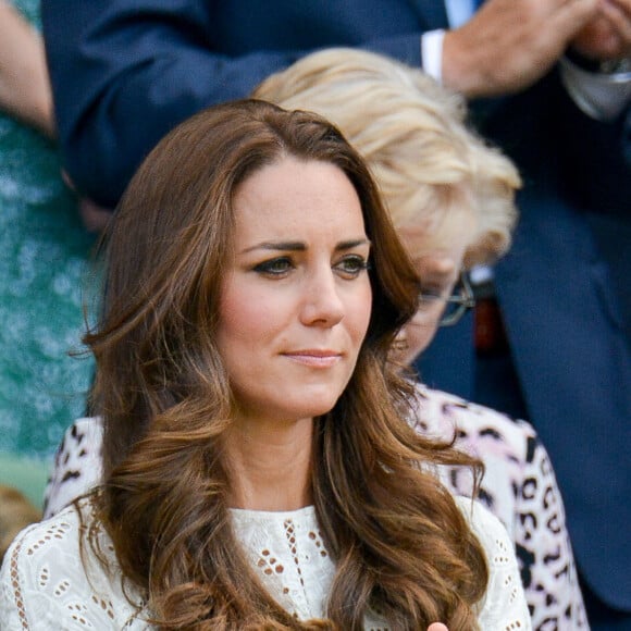 La duchesse de Cambridge, Kate Midleton, vue en train de regarder Andy Murray perdre sur le Centre Court lors de la dixième journée des Championnats de Wimbledon 2014 au All England Lawn Tennis and Croquet Club à Wimbledon, Londres, Royaume-Uni, le 2 juillet 2014. Photo par Photoshot/ABACAPRESS.COM