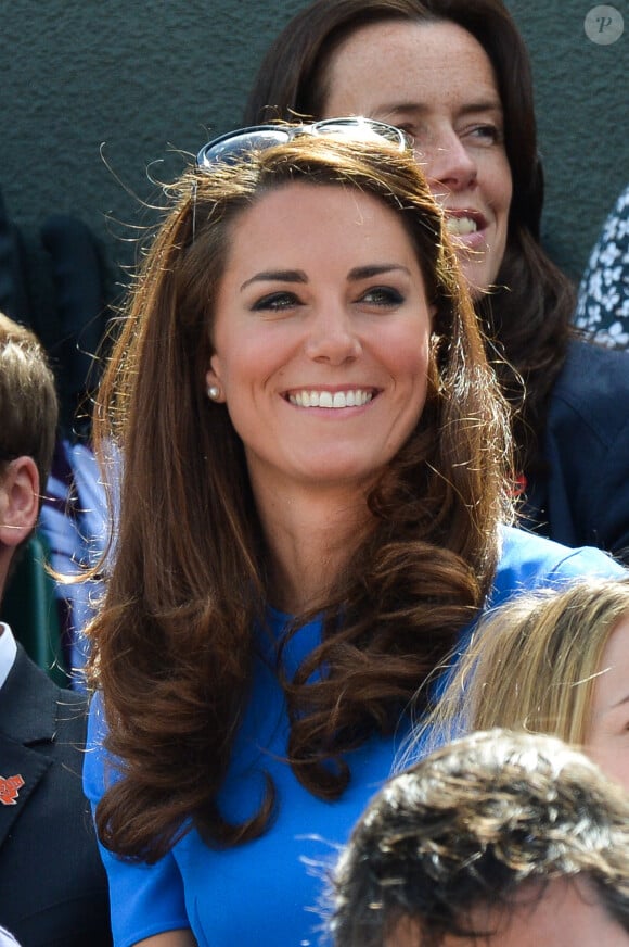 Le duc et la duchesse de Cambridge, William et Kate, regardent le quart de finale de tennis masculin, lors des Jeux olympiques de Londres 2012 à Wimbledon, à Londres (Royaume-Uni), le 2 août 2012. Photo par Guibbaud/Gouhier/JMP/ABACAPRESS.COM