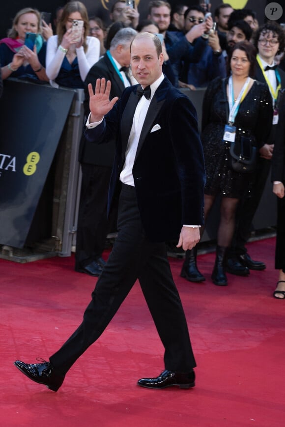 Un exercice qu'il a évidemment réussi haut la main !
Le prince William, prince de Galles, assiste aux Bafta Film awards au Royal Festival Hall à Londres, le 18 février 2024. 