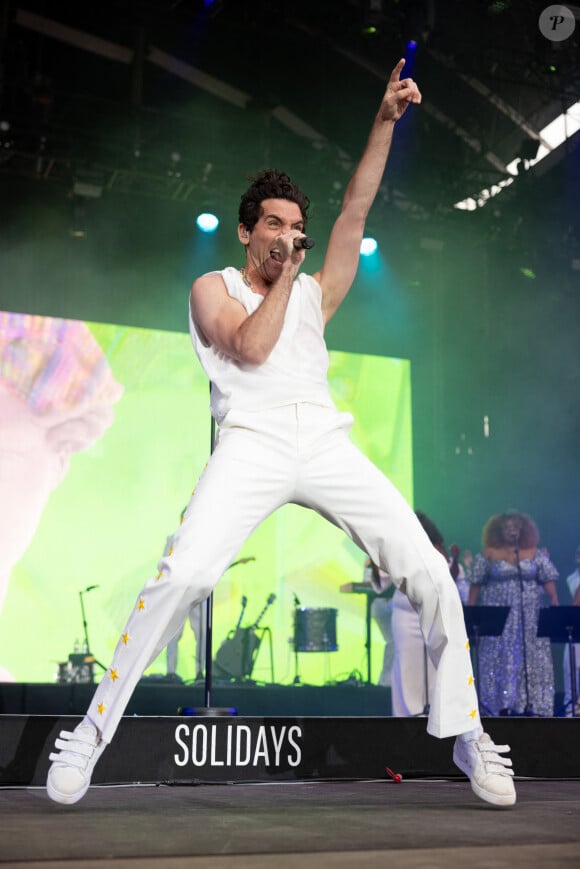 Mika en concert sur la scène du festival Solidays à Paris le 29 juin 2024. © Jeremy Melloul / Bestimage 