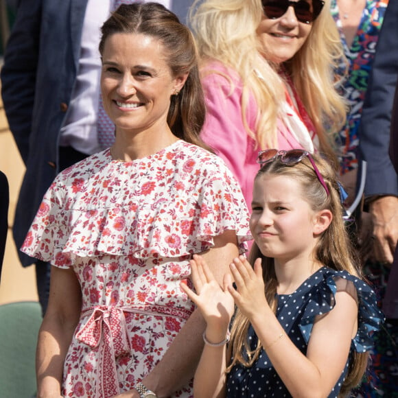 La princesse Charlotte, Pippa Matthews lors de la finale Hommes du tournoi de tennis de Wimbledon. Le 14 juillet 2024