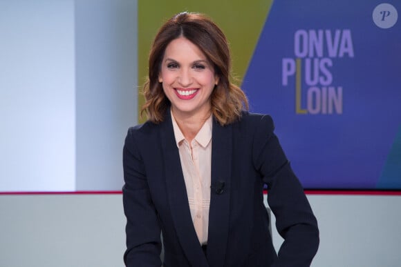 En mai dernier, la présentatrice a surpris tout le monde en affirmant qu'elle allait être maman.
Sonia Mabrouk - enregistrement de l'émission "On va plus loin" diffusée sur Public Sénat. Photo by Nasser Berzane/ABACAPRESS.COM