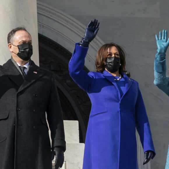 Kamala Harris, son mari Douglas Emhoff, Joe Biden et sa femme Dame Jill - Cérémonie d'investiture du président des Etats-Unis Joe Biden et de la vice-présidente Kamala Harris à Washington, The District, Etats-Unis, le 20 janvier 2021. © White House/Planet Pix/Zuma Press/Bestimage 