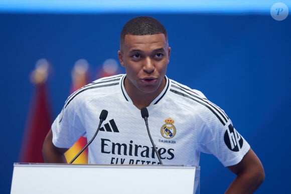 Présentation officielle de Kylian Mbappé, nouvelle recrue du Real Madrid, au stade Santiago Bernabeu à Madrid, le 16 juillet 2024.. © LGM/Panoramic/Bestimage