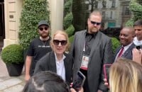 Céline Dion arrive accompagné de son fils aîné René-Charles à l'hôtel Royal Monceau à Paris avant l'ouverture des Jeux Olympiques de Paris