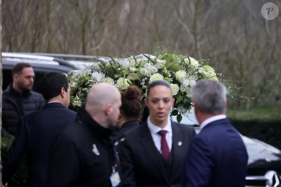 Obsèques de la baronne Myriam Ullens de Schooten, tuée par son beau-fils Nicolas, à l'église d'Ohain, dans l'entité de Lasne, Belgique, le 7 avril 2023.