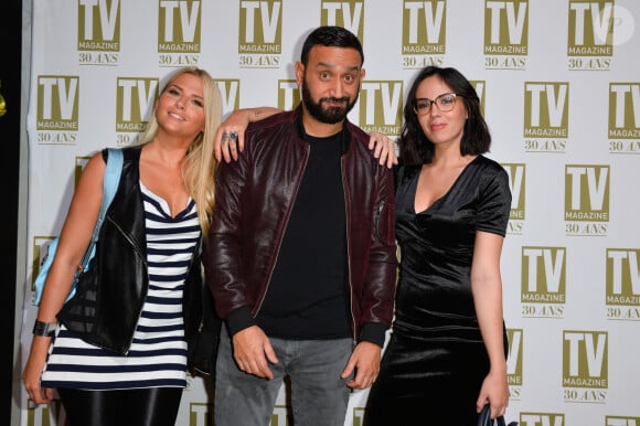 Kelly Vedovelli, Cyril Hanouna, Agathe Auproux à la soirée d'anniversaire des 30 ans de TV Magazine au Pavillon des Champs-Elysées à Paris le 17 octobre 2017