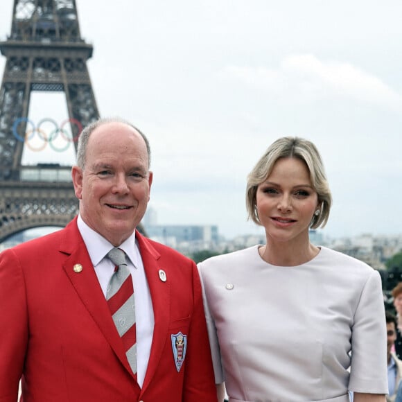 Le prince Albert II de Monaco et la princesse Charlene - Cérémonie d'ouverture des Jeux Olympique (JO) de Paris 2024 le 26 juillet 2024