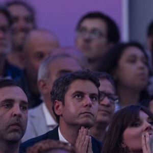 Gabriel Attal assiste à la finale de l'épée individuellel homme avec le francais Yannick Borel qui perd en finale face à Kōki Kanō au Grand Palais lors des Jeux Olympiques de Paris 2024 (JO) à Paris le 28 juillet 2024. © Dominique Jacovides-Pierre Perusseau/Bestimage 