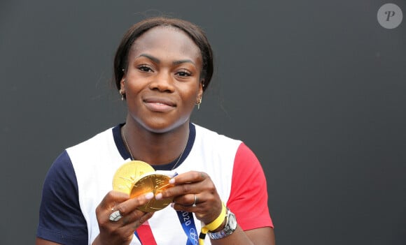 Clarisse Agbegnenou Judo -63kg- Double medaillée d Or individuel et par équipe - Teddy Riner et l'équipe de France de Judo médaillée des jeux olympiques de Tokyo célébrés au Trocadéro à Paris, le 2 août 2021.