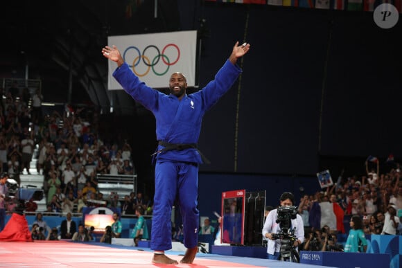 Teddy Riner sacré champion olympique en + de 100 kg au judo, aux Jeux olympiques de Paris, à l'Arena Champ de Mars le 2 août 2024 à Paris © Mickael Chavet/ZUMA Press/Bestimage