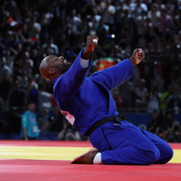 Teddy Riner sacré champion olympique en + de 100 kg au judo, aux Jeux olympiques de Paris, à l'Arena Champ de Mars le 2 août 2024 à Paris © Mickael Chavet/ZUMA Press/Bestimage