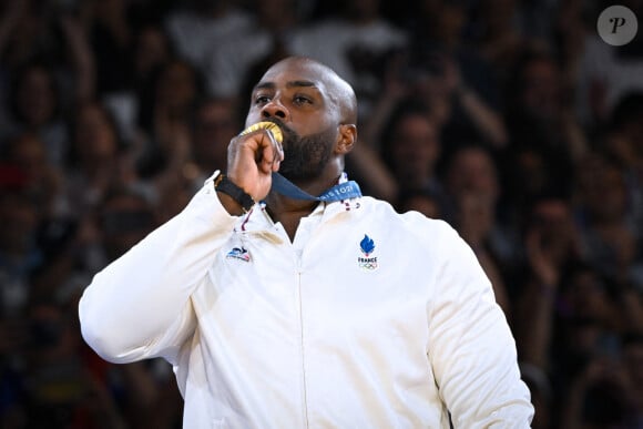 Teddy Riner champion olympique à l'Arena-Champ-de-Mars lors des Jeux olympiques de Paris. © Federico Pestellini / DPPI / Panoramic / Bestimage