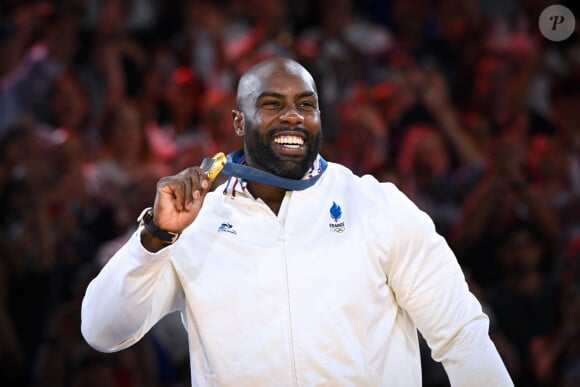 Teddy Riner champion olympique à l'Arena-Champ-de-Mars lors des Jeux olympiques de Paris le 2 août 2024. © Federico Pestellini / DPPI / Panoramic / Bestimage